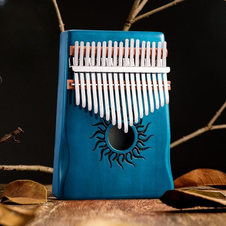 Buddha Stones Kalimba 17/21 Keys Thumb Piano Sun Pattern Maple Wood Beginners Portable Finger Piano - 17 Keys - Blue - image 8