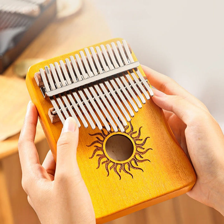 Buddha Stones Kalimba 17/21 Keys Thumb Piano Sun Pattern Maple Wood Beginners Portable Finger Piano - image 6