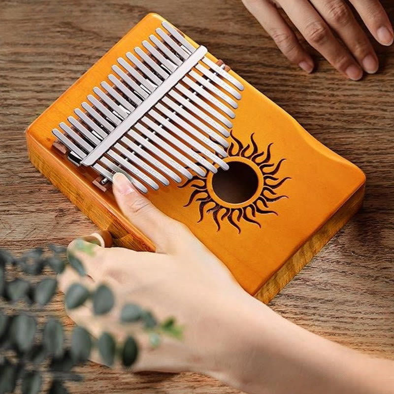 Buddha Stones Kalimba 17/21 Keys Thumb Piano Sun Pattern Maple Wood Beginners Portable Finger Piano - image 7