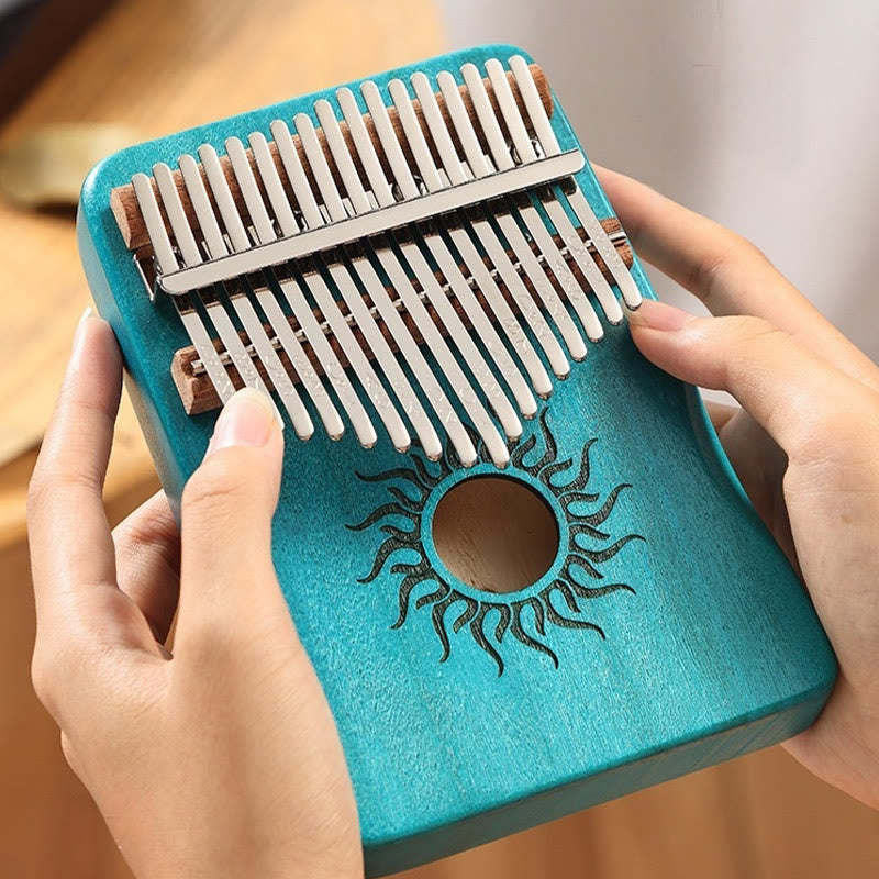 Buddha Stones Kalimba 17/21 Keys Thumb Piano Sun Pattern Maple Wood Beginners Portable Finger Piano - image 9