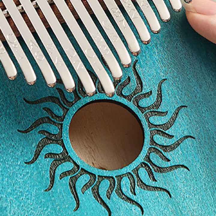 Buddha Stones Kalimba 17/21 Keys Thumb Piano Sun Pattern Maple Wood Beginners Portable Finger Piano - image 10
