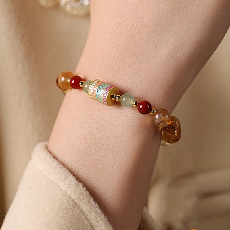 Buddha Stones Natural Citrine Colorful Prayer Wheel Creativity Bracelet - image 8