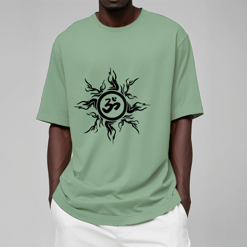 Buddha Stones Sunburst Pattern Surrounding An Om Symbol Pattern Cotton Tee T-shirt - image 15
