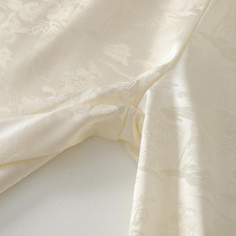 Buddha Stones Spring Casual Jacquard Solid Color Women's Cotton Linen Wide Leg Pants With Pockets - image 5