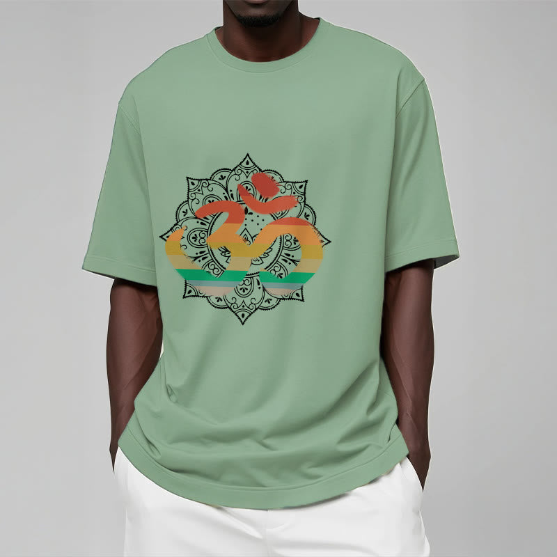 Buddha Stones Gradient-colored Om Sanskrit Mandala Background Pattern Cotton Tee T-shirt - image 15