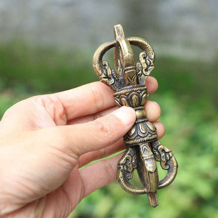 Buddha Stones Handmade Nepal Five Prong Vajra Dorje Copper Metal Decoration - image 2