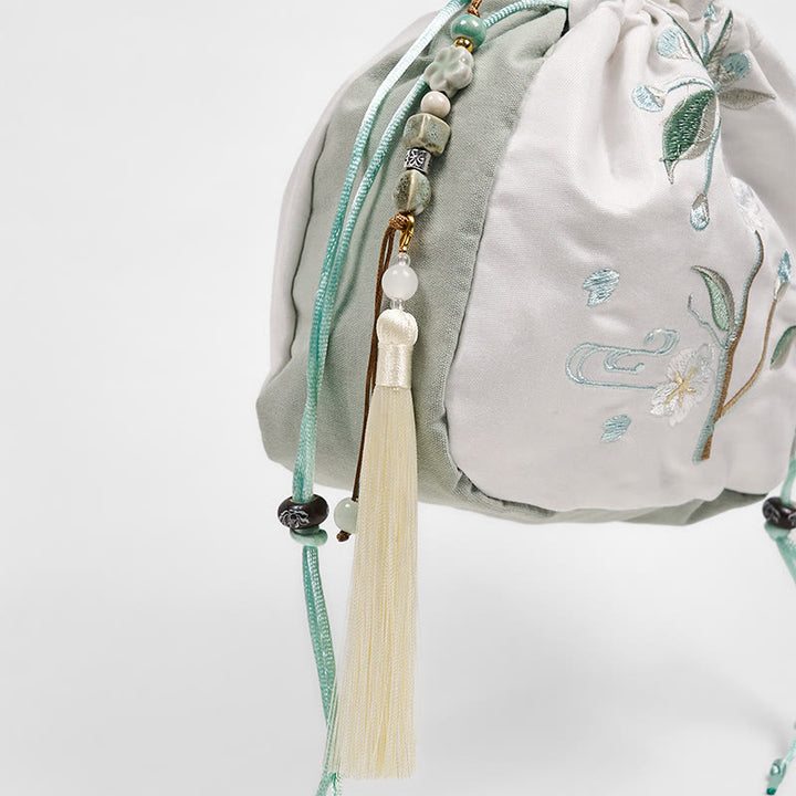 Buddha Stones Embroidered Green Pear Blossom Canvas Tote Crossbody Bag Shoulder Bag Handbag - image 9