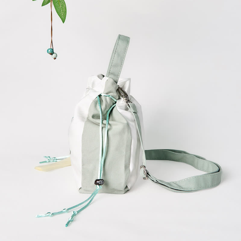 Buddha Stones Embroidered Green Pear Blossom Canvas Tote Crossbody Bag Shoulder Bag Handbag - image 6