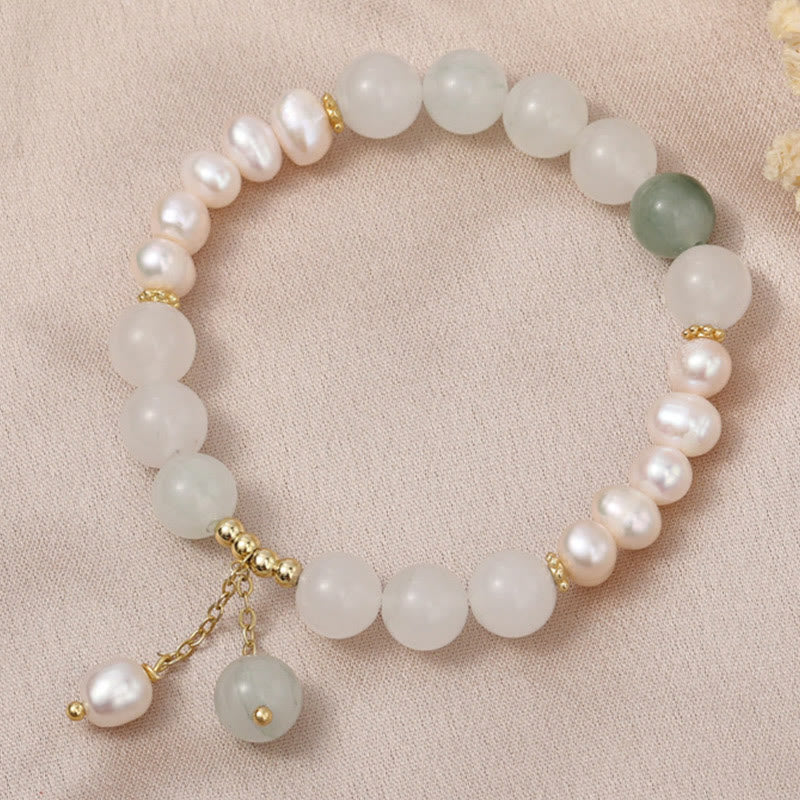 Buddha Stones Tianshan Jade Pearl Abundance Bracelet - image 1