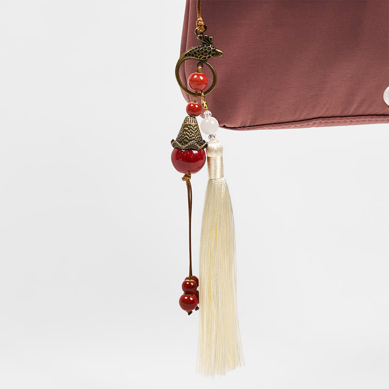 Buddha Stones Plain Brown Embroidered Plum Bossom Cotton Linen Crossbody Bag Shoulder Bag - image 6