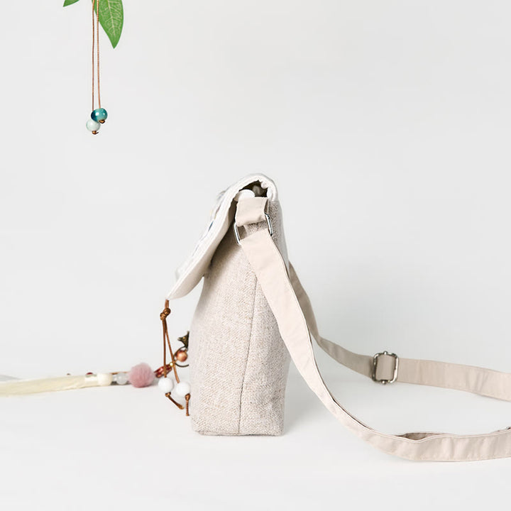 Buddha Stones Handmade Magnolia Embroidered Large Capacity Polyester Canvas Backpack - image 4