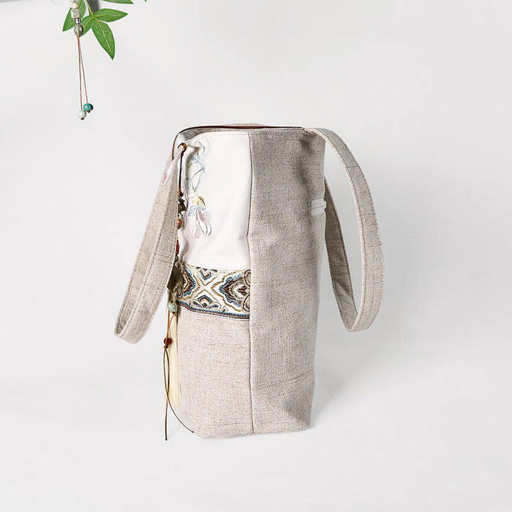 Buddha Stones Magnolia Embroidery Canvas Polyester Shoulder Bag - image 5