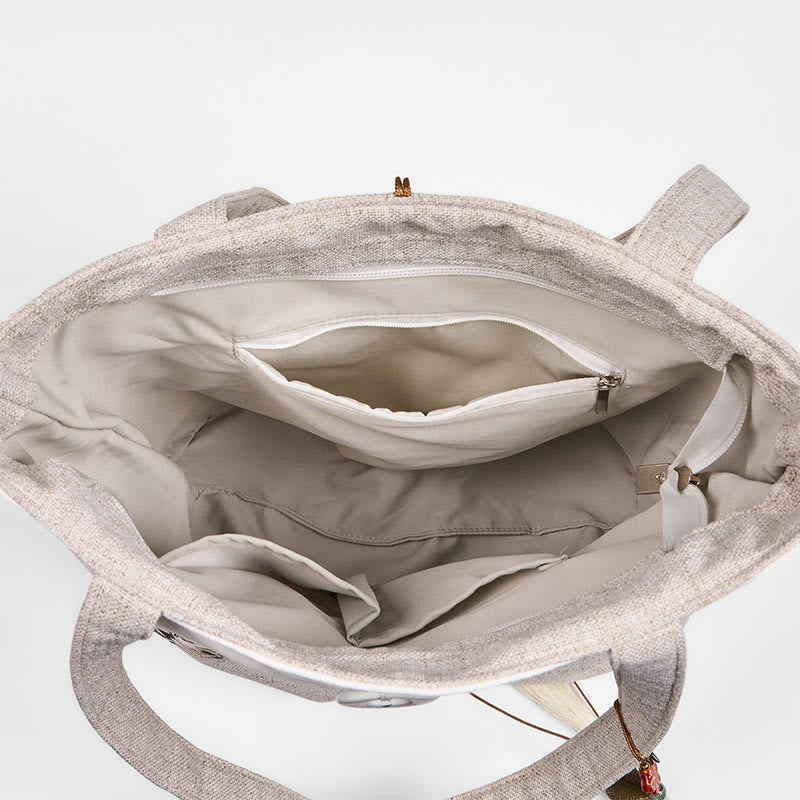 Buddha Stones Magnolia Embroidery Canvas Polyester Shoulder Bag - image 7