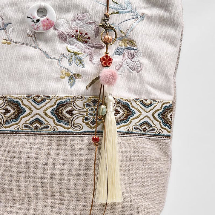 Buddha Stones Magnolia Embroidery Canvas Polyester Shoulder Bag - image 9