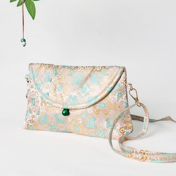 Buddha Stones Retro Flowers Pattern Polyester Cotton Embroidery Crossbody Bag Hangbags - image 2