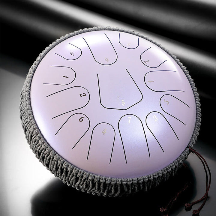 Buddha Stones Steel Tongue Drum Sound Healing Meditation Drum Kit 13 Note 12 Inch Percussion Instrument - Light Purple 12 IN - image 5