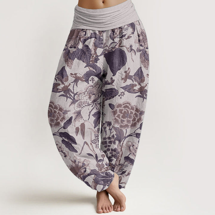 Buddha Stones Pure Cotton Lotus Leaf Peony Pattern Women's Elastic Waist Harem Pants - Thistle - US22,UK/AU26,EU54 (6XL) - image 5