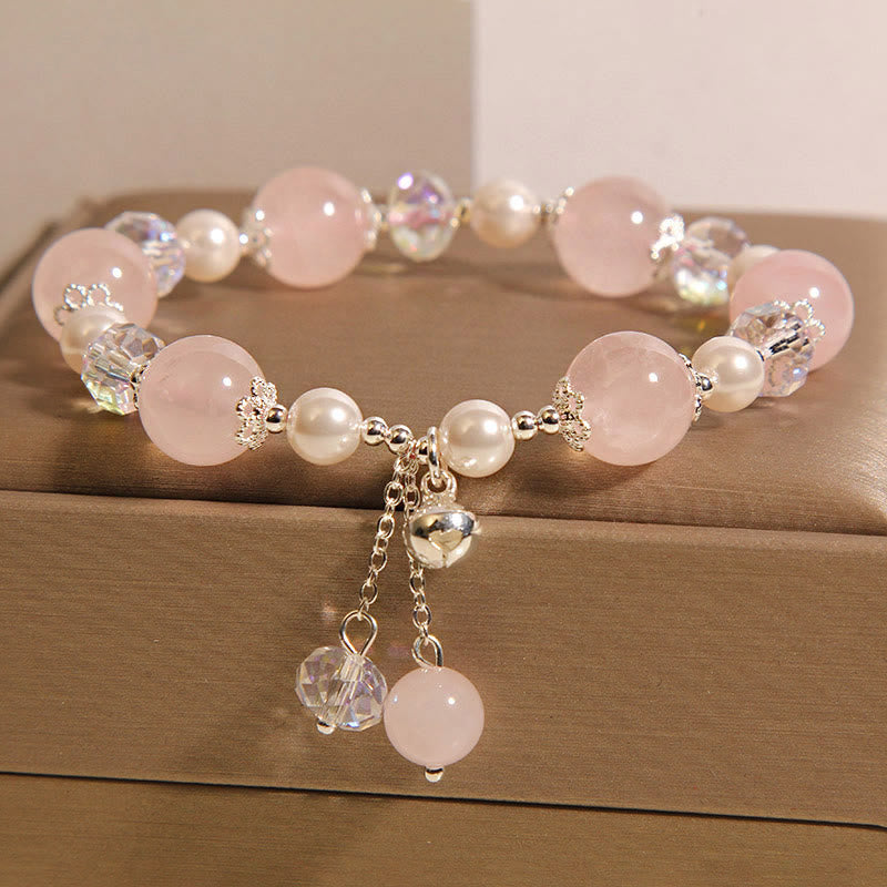 Buddha Stones Natural Pink Crystal Pearl Self-acceptance Bracelet - Pink Crystal(Wrist Circumference 14-16cm) - image 0
