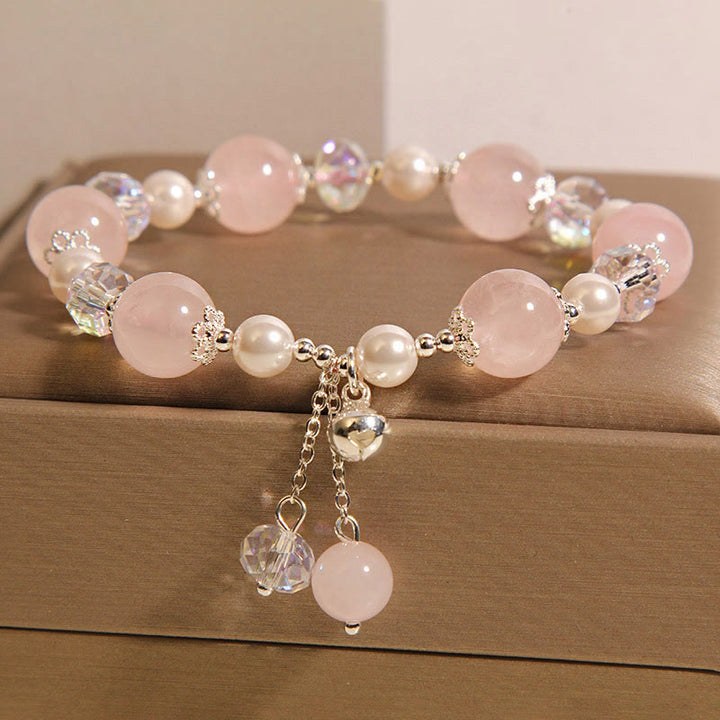 Buddha Stones Natural Pink Crystal Pearl Self-acceptance Bracelet - Pink Crystal(Wrist Circumference 14-16cm) - image 0