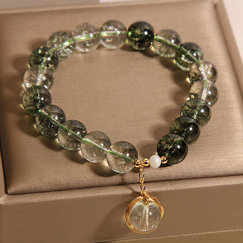 Buddha Stones Natural Green Phantom Crystal Lucky Bracelet - image 1
