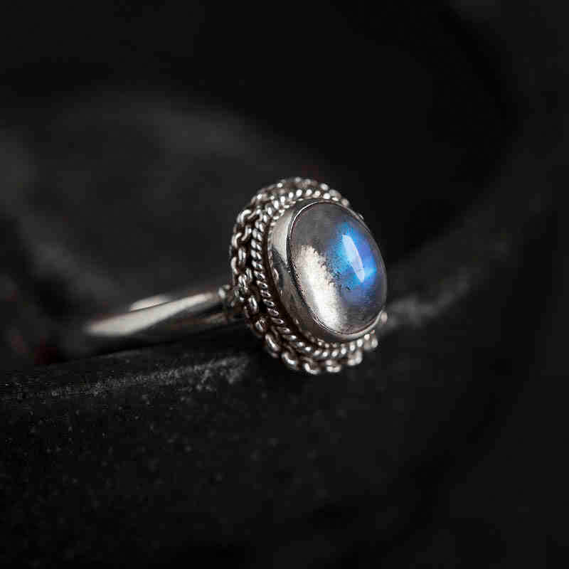 Buddha Stones 925 Sterling Silver Natural Moonstone Positive Ring - Style Two US5-US15(Adjustable) - image 10