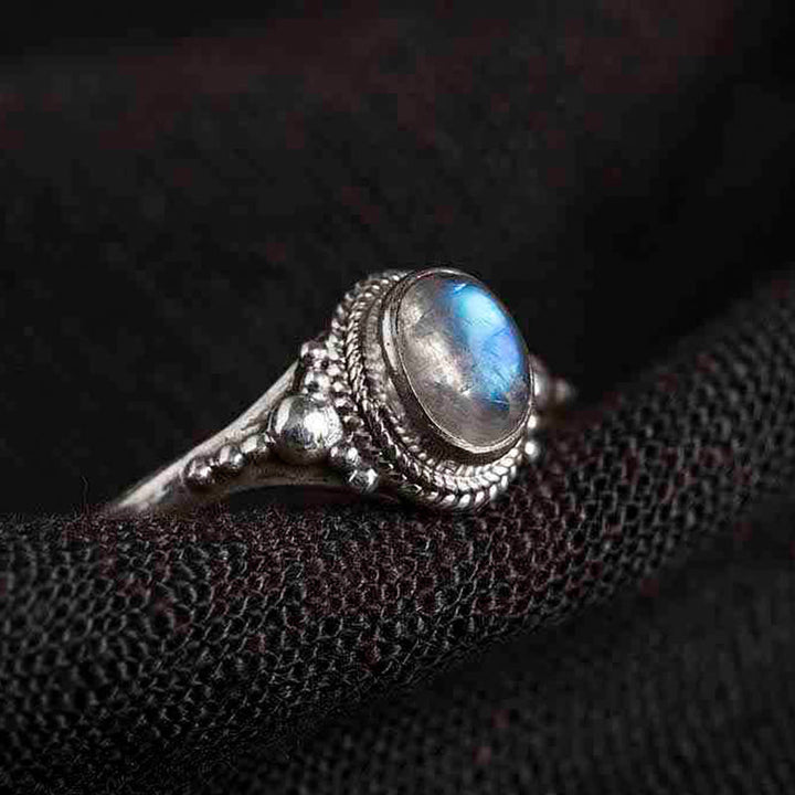 Buddha Stones 925 Sterling Silver Natural Moonstone Positive Ring - Style Three US5-US15(Adjustable) - image 15