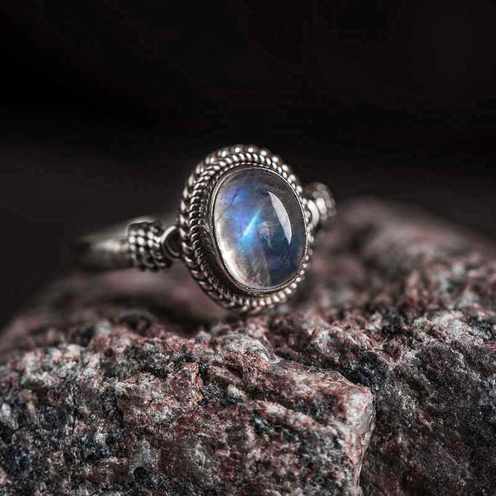 Buddha Stones 925 Sterling Silver Natural Moonstone Positive Ring - image 2