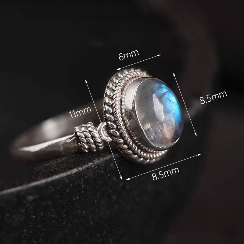 Buddha Stones 925 Sterling Silver Natural Moonstone Positive Ring - image 5