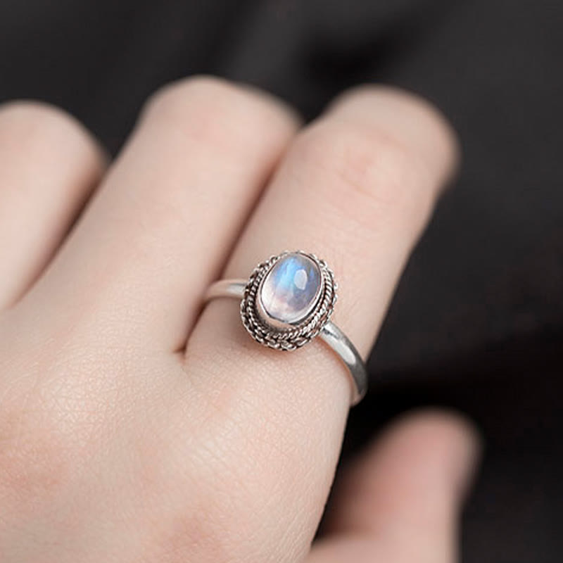 Buddha Stones 925 Sterling Silver Natural Moonstone Positive Ring - image 12