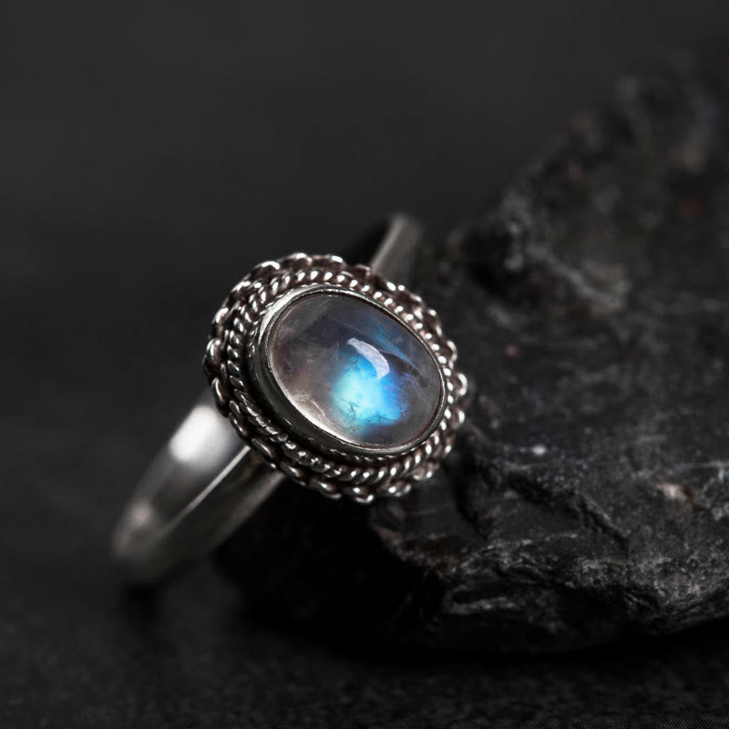 Buddha Stones 925 Sterling Silver Natural Moonstone Positive Ring - image 11