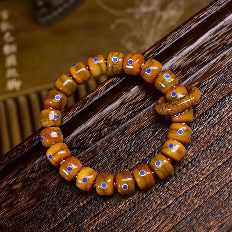 Buddha Stones Vintage Tibetan Bone Beads Lazurite Balance Braided Rope Bracelet - Bead Size: 0.47*0.35 in(1.2*0.9 cm) - image 0