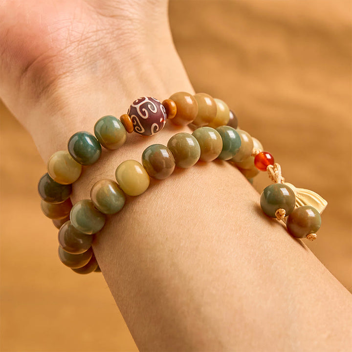 Buddha Stones Colorful Bodhi Seed Lotus Pod Charm Peace Double Wrap Bracelet - image 3