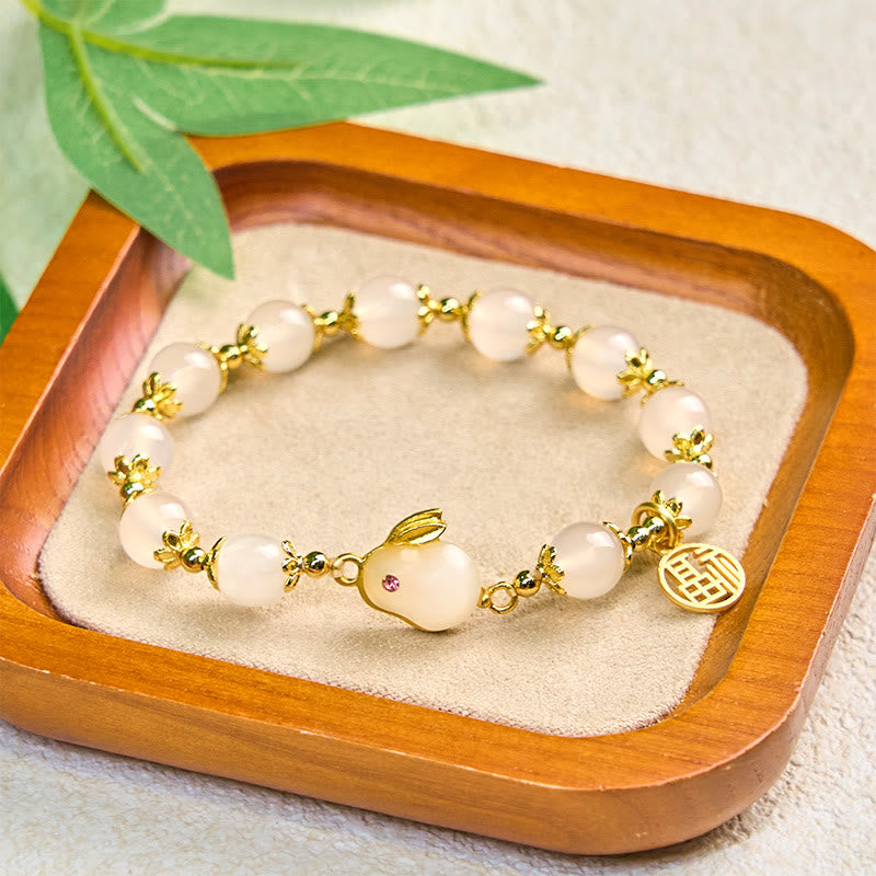 Buddha Stones Red Agate Chalcedony Rabbit Fu Character Confidence Bracelet - image 11