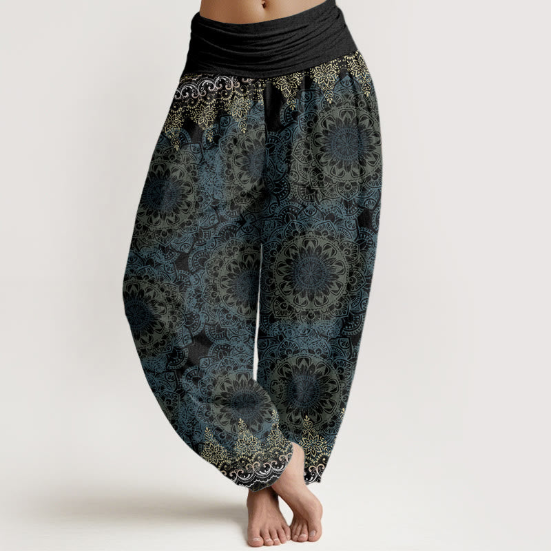 Buddha Stones Pure Cotton Triangular Mandala Patterns Women's Elastic Waist Harem Pants - Black - US22,UK/AU26,EU54 (6XL) - image 8