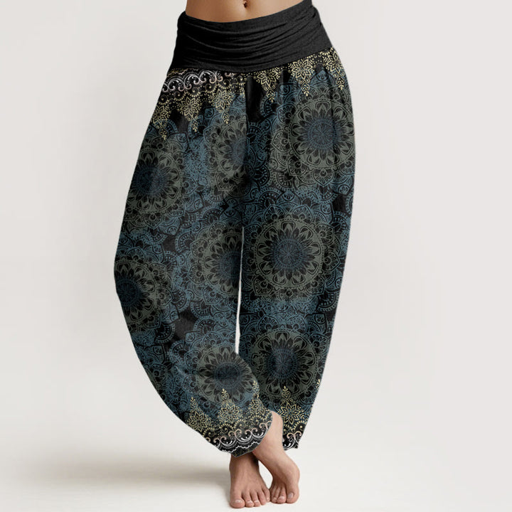 Buddha Stones Pure Cotton Triangular Mandala Patterns Women's Elastic Waist Harem Pants - Black - US22,UK/AU26,EU54 (6XL) - image 8