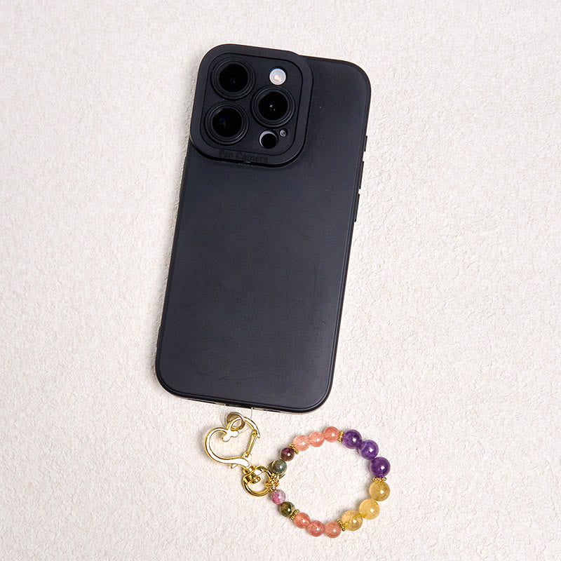 Buddha Stones Natural Strawberry Quartz Amethyst Citrine Beads Love Key Chain Hanging Decoration - image 2