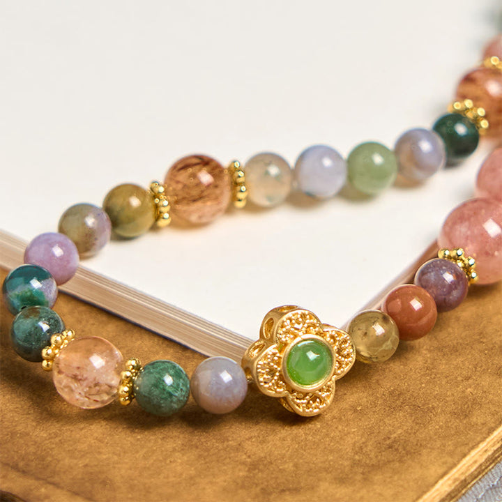 Buddha Stones Natural Tourmaline Strawberry Quartz Amethyst Positive Key Chain Phone Hanging Decoration - image 2