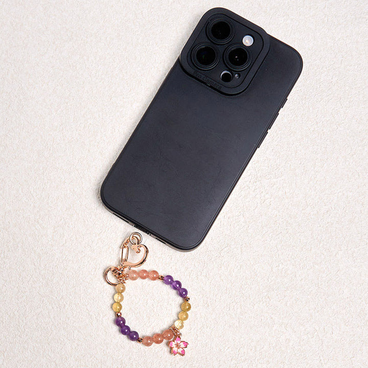 Buddha Stones Natural Strawberry Quartz Amethyst Citrine Love Flower Charm Key Chain Hanging Decoration - image 3