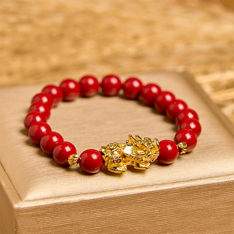 Buddha Stones Cinnabar PiXiu Calm Blessing Bracelet - Cinnabar(Wrist Circumference 14-16cm) - image 0
