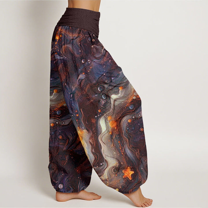 Buddha Stones Oceanic Golde Star Pattern Women's Elastic Waist Harem Pants - image 6