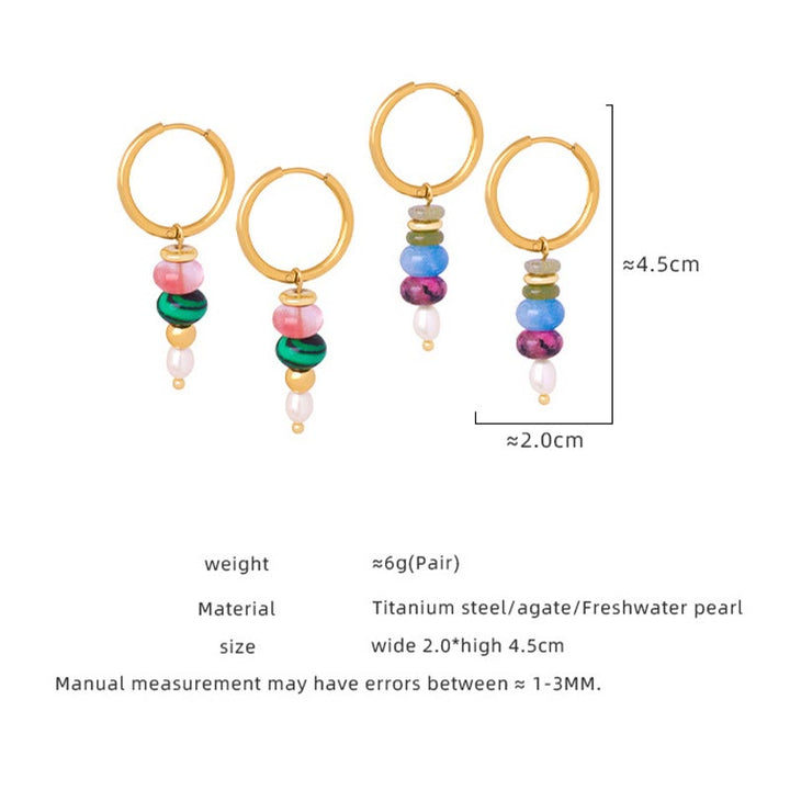 Buddha Stones Tibetan Marnyi Stone Design Natural Red Agate Pearl Confidence Titanium Steel Earrings - image 11