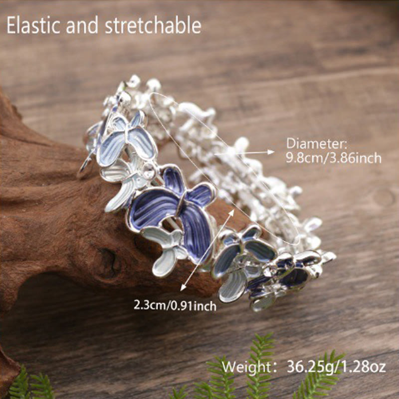Buddha Stones Colorful Butterfly Love Alloy Elastic Bracelet Bangle - image 6