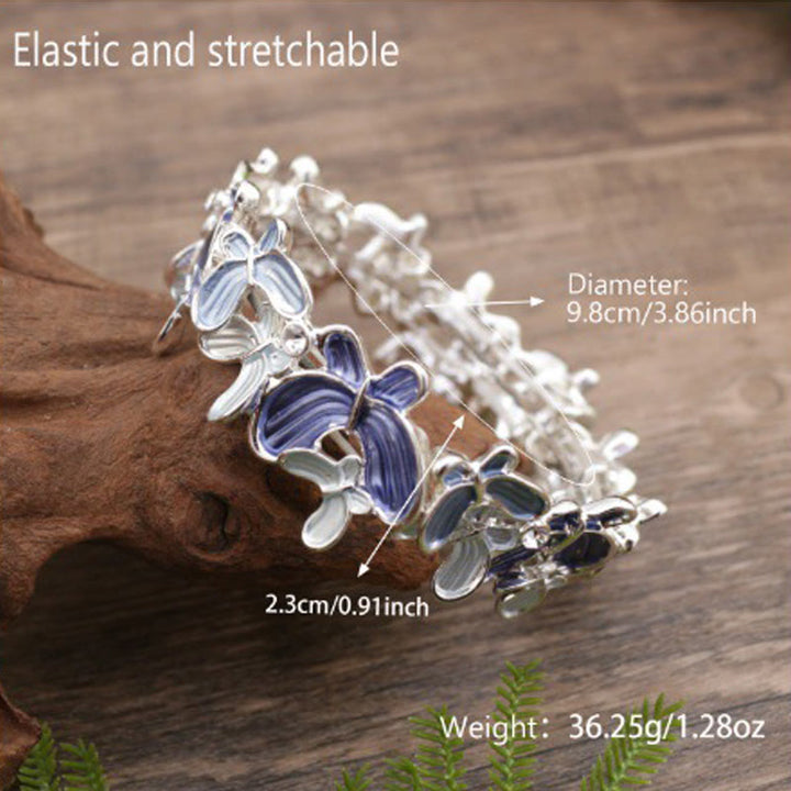 Buddha Stones Colorful Butterfly Love Alloy Elastic Bracelet Bangle - image 6