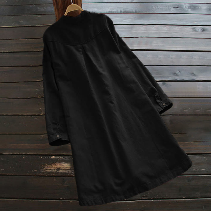 Buddha Stones Solid Buttons Long Sleeve Women's Shirt With Pockets - image 12