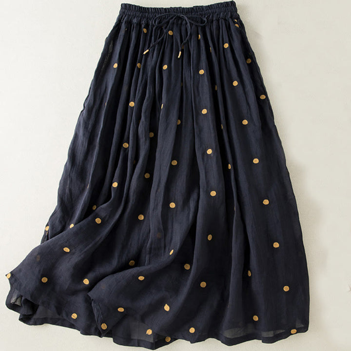 Buddha Stones Artistic Vintage Dot Pattern Women's Pleated Skirt - MidnightBlue - US8-10,UK/AU12-14,EU40-42 (2XL) - image 14