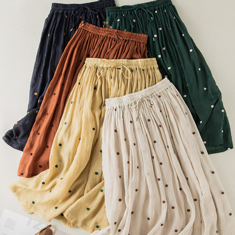 Buddha Stones Artistic Vintage Dot Pattern Women's Pleated Skirt - image 30