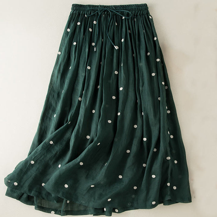 Buddha Stones Artistic Vintage Dot Pattern Women's Pleated Skirt - DarkGreen - US8-10,UK/AU12-14,EU40-42 (2XL) - image 8