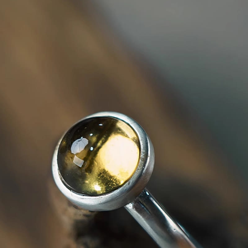 Buddha Stones Natural 925 Sterling Silver Prehnite Citrine Adjustable Happiness Ring - image 6