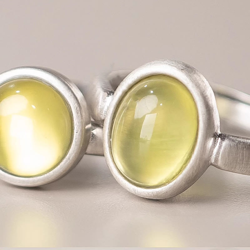 Buddha Stones Natural 925 Sterling Silver Prehnite Citrine Adjustable Happiness Ring - image 9