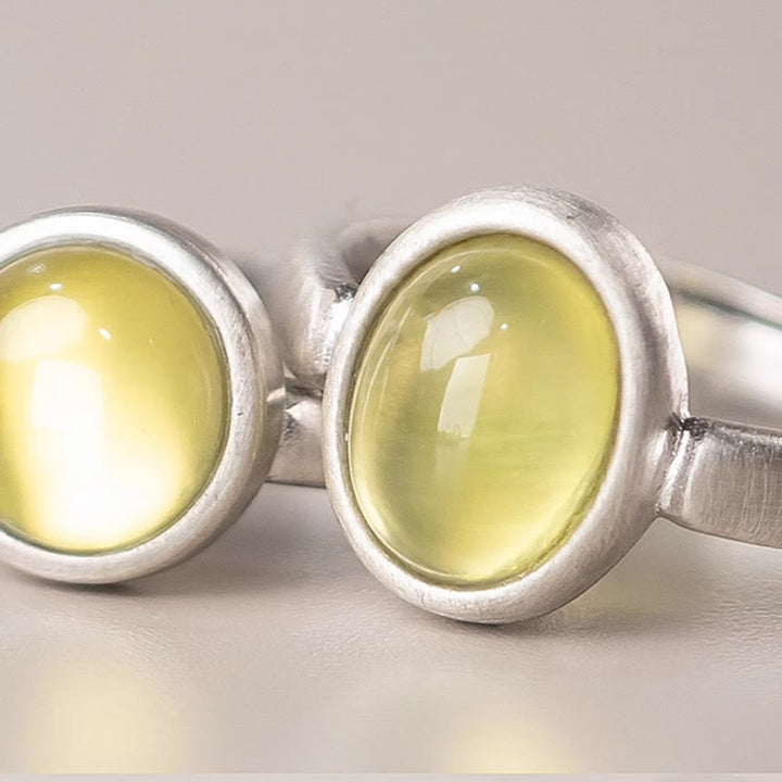 Buddha Stones Natural 925 Sterling Silver Prehnite Citrine Adjustable Happiness Ring - image 9